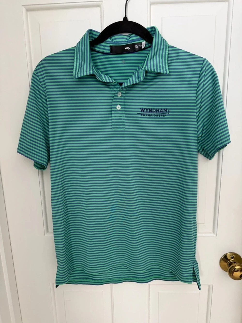 Boys RLX Green and Blue Striped Polo Shirt